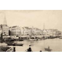 X000125 Alte Fotografie vom Hamburger Binnenhafen an den Kajen. | Binnenhafen - historisches Hafenbecken in der Hamburger Altstadt.